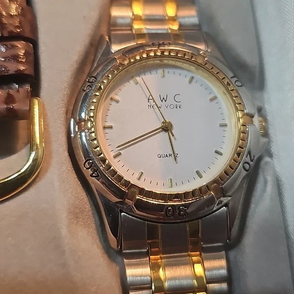 AWC New York Goldtone Men's Watch Set